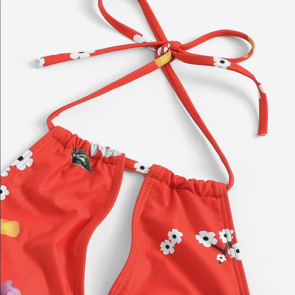Red floral bikini - Picture 3 of 8